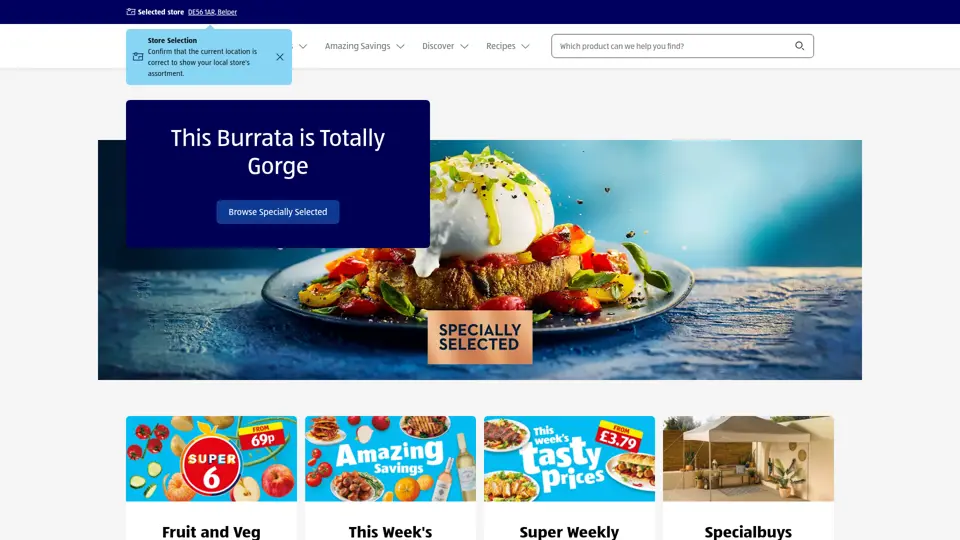 Aldi homepage, 1 Jul 2025