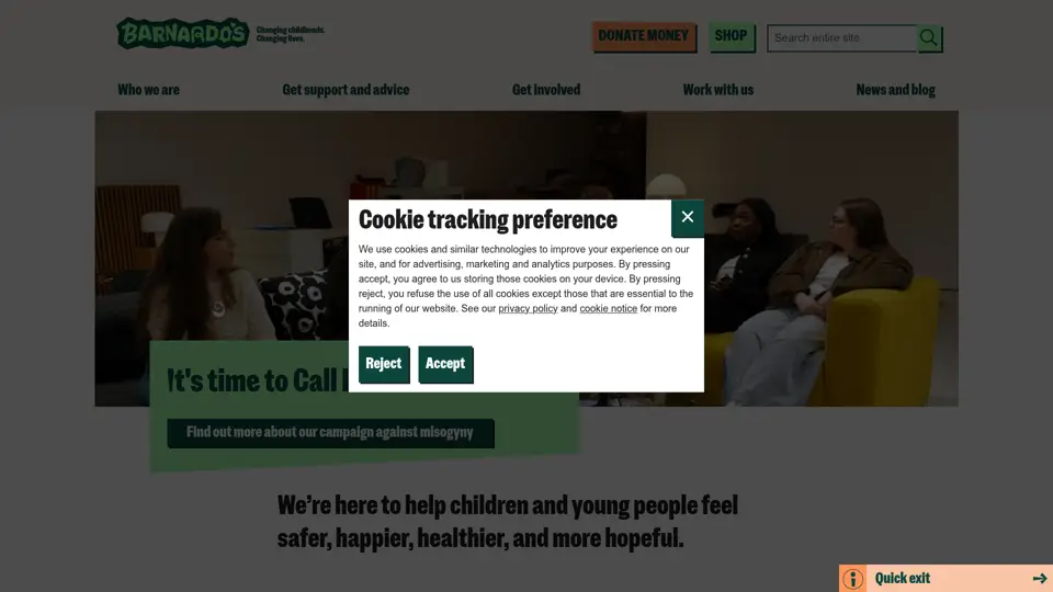 Barnardo's homepage, 1 Jul 2026