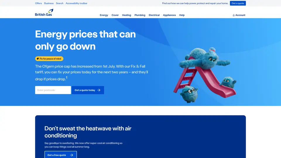 British Gas homepage, 6 Jul 2026