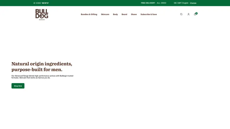 Bulldog Skincare homepage, 23 Jun 2025