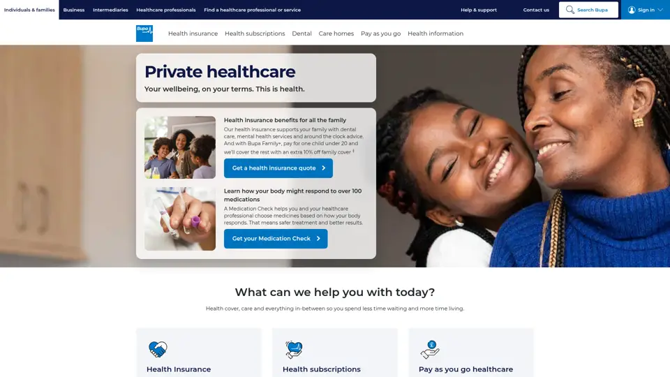 Bupa homepage, 12 Jul 2026