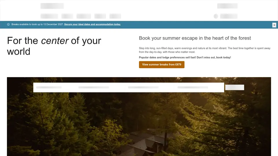Center Parcs homepage, 26 Jun 2026