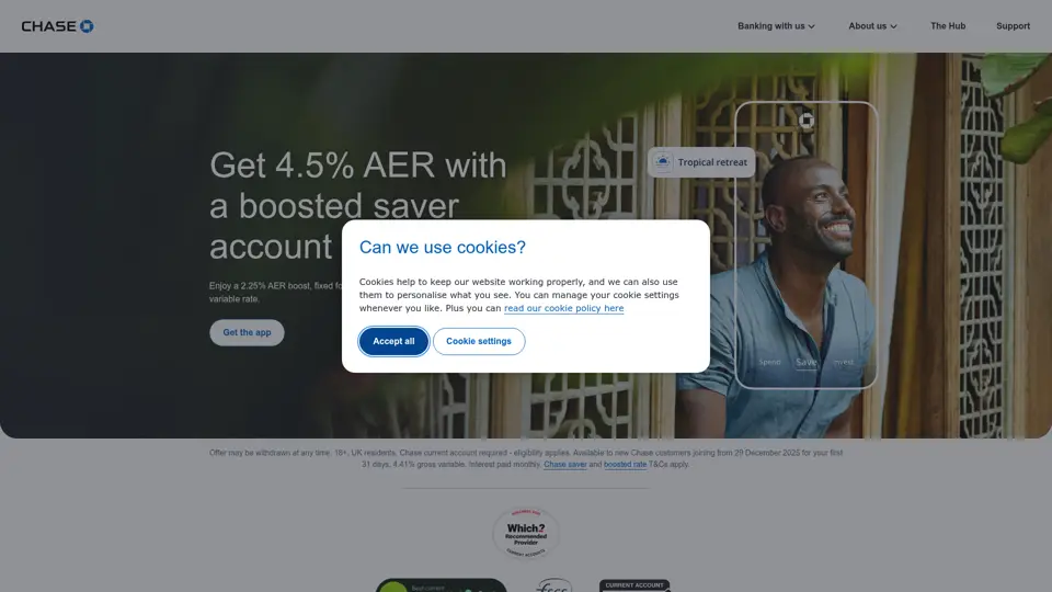 Chase UK homepage, 7 May 2026