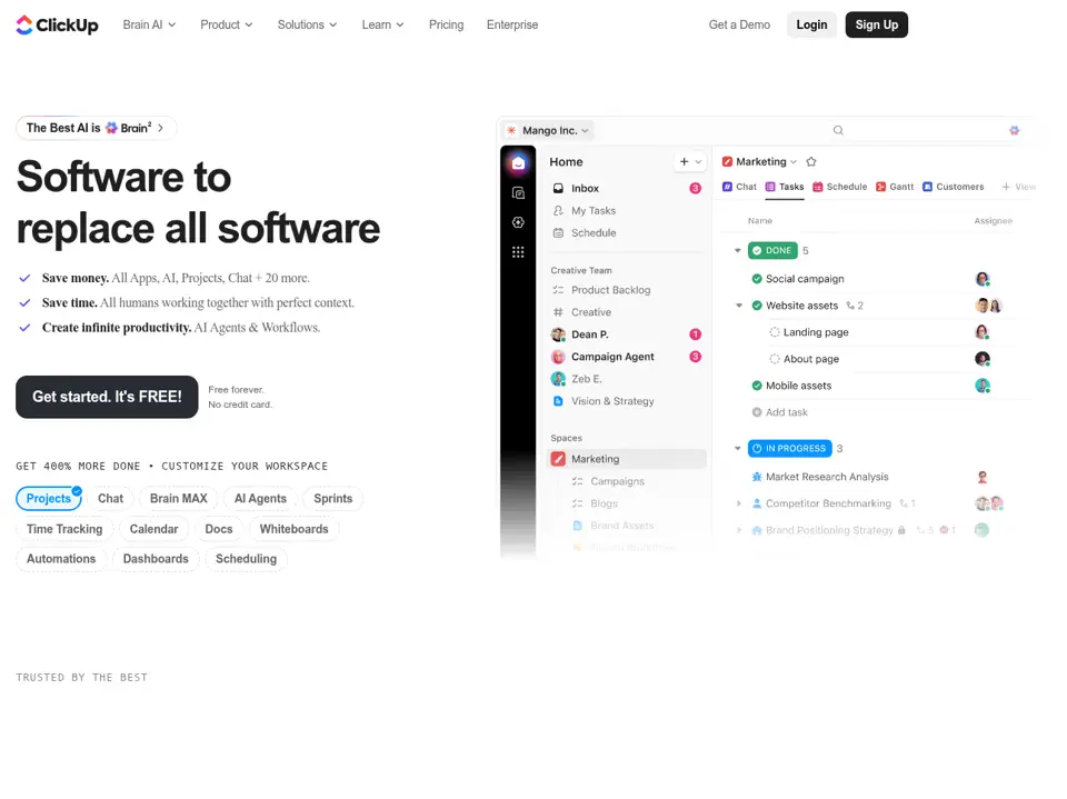 ClickUp homepage, 30 Jun 2026