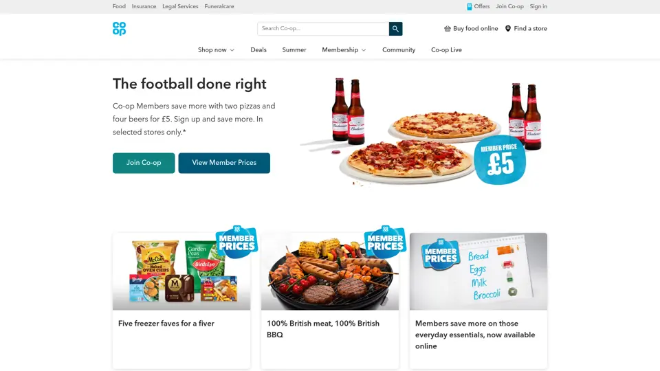 Co-op homepage, 28 Jun 2024