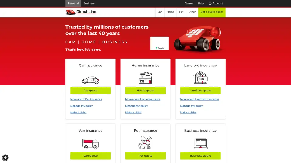 Direct Line homepage, 15 Jun 2026