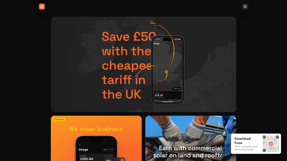 Fuse Energy homepage, 19 Jul 2023