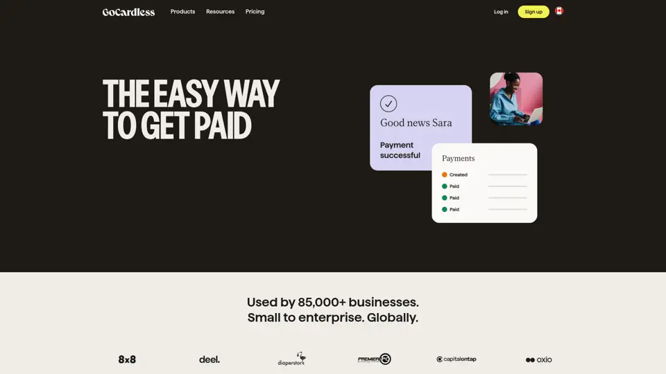GoCardless homepage, 29 Jun 2026