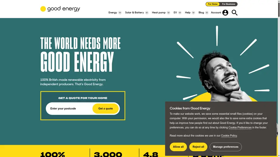 Good Energy homepage, 29 Jun 2026