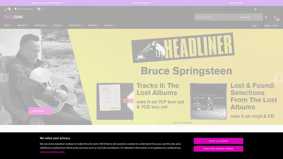 HMV homepage, 1 Jul 2025