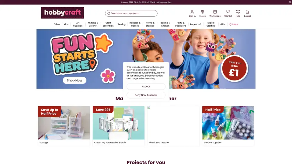 Hobbycraft homepage, 2 Jul 2025