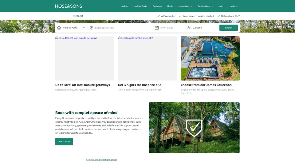 Hoseasons homepage, 11 Jul 2026