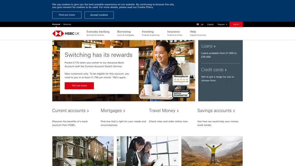 HSBC homepage, 2 Jul 2019