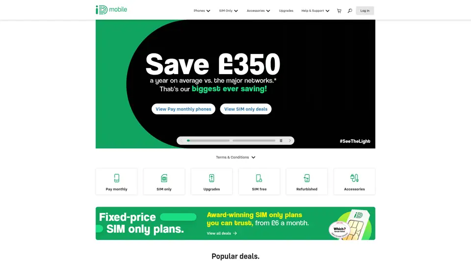 iD Mobile homepage, 5 Jun 2026