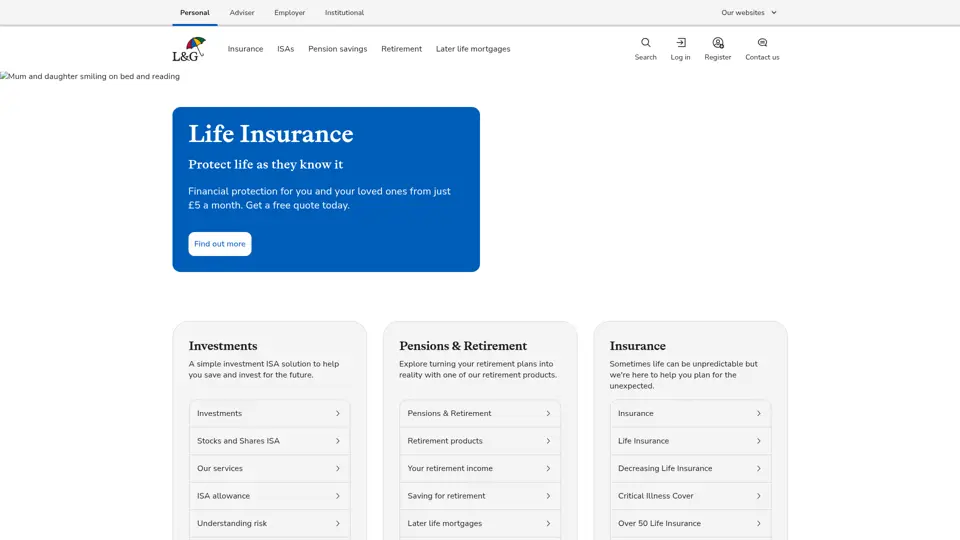 Legal & General homepage, 8 Jul 2026