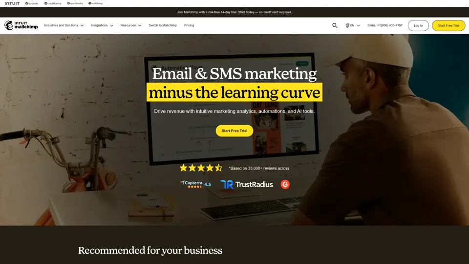 Mailchimp homepage, 1 Jul 2026