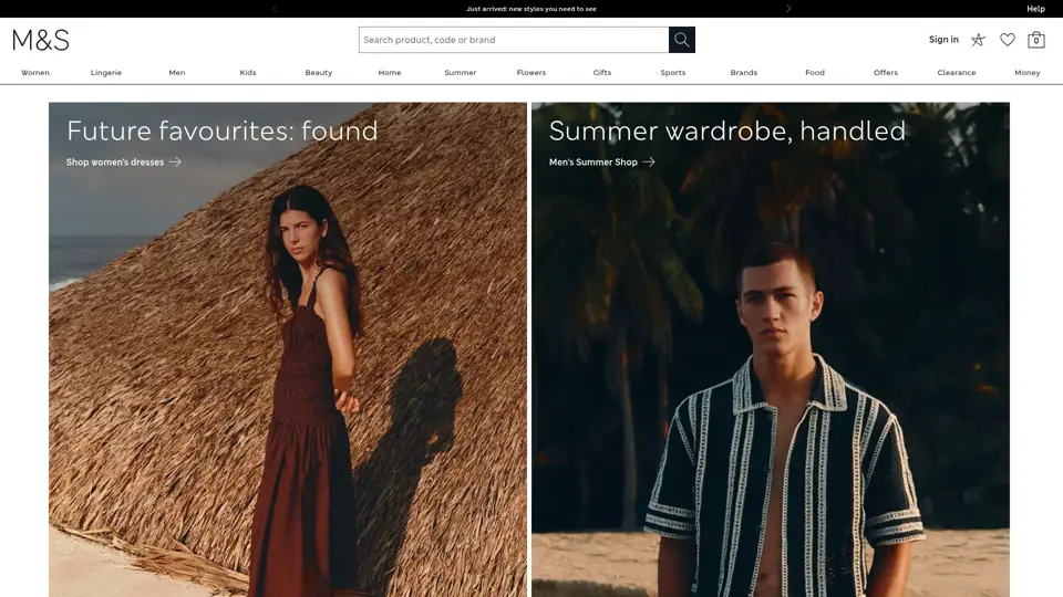 Marks & Spencer homepage, 30 Jun 2026