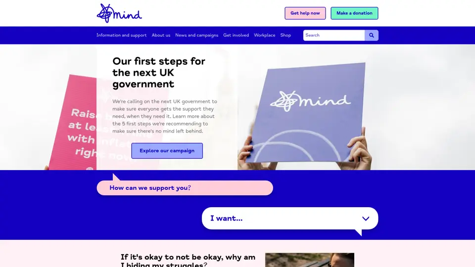 Mind homepage, 1 Jul 2024