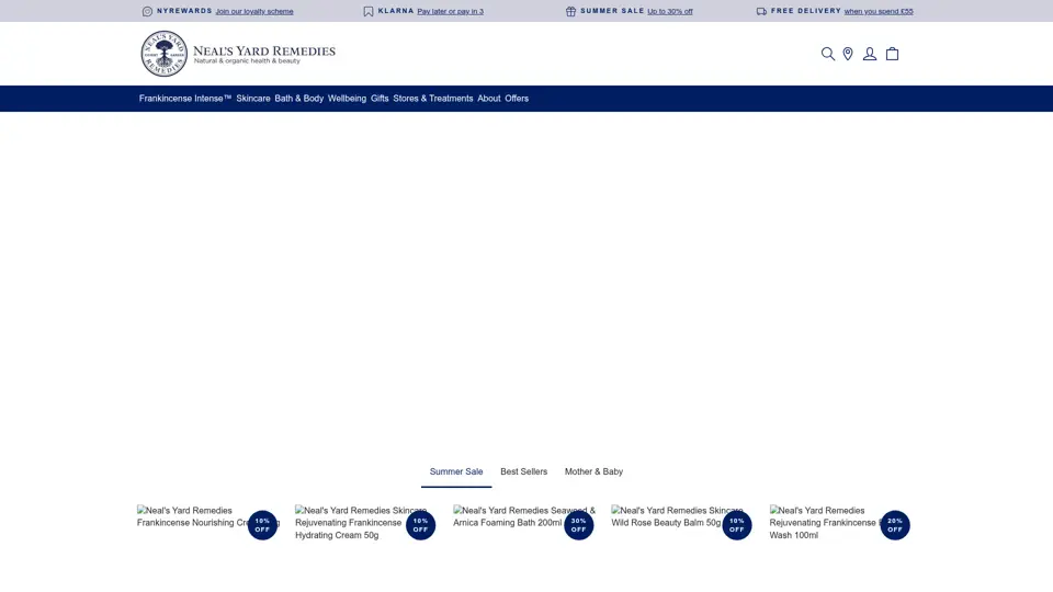 Neal's Yard Remedies homepage, 30 Jun 2025