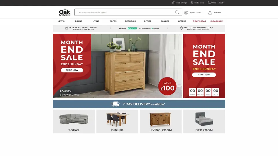 Oak Furnitureland homepage, 28 Jun 2024