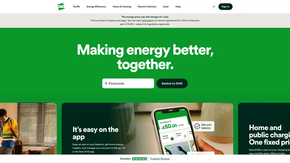 OVO homepage, 28 Jun 2026