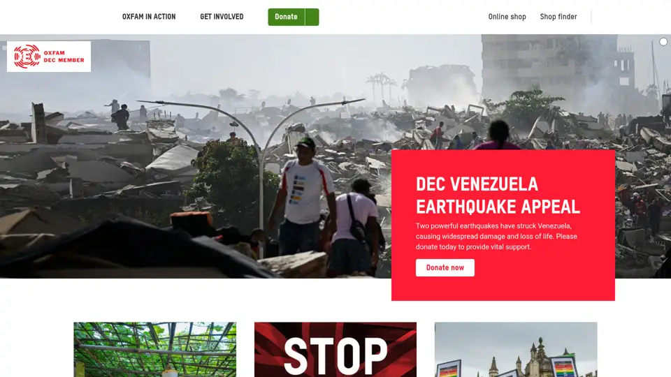 Oxfam homepage, 1 Jul 2026