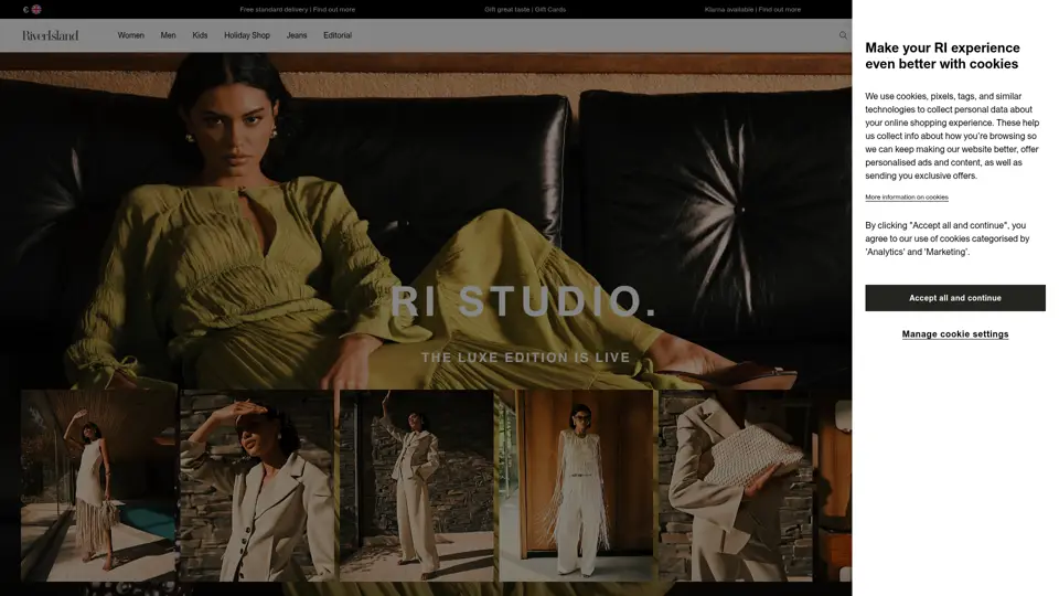 River Island homepage, 1 Jul 2025