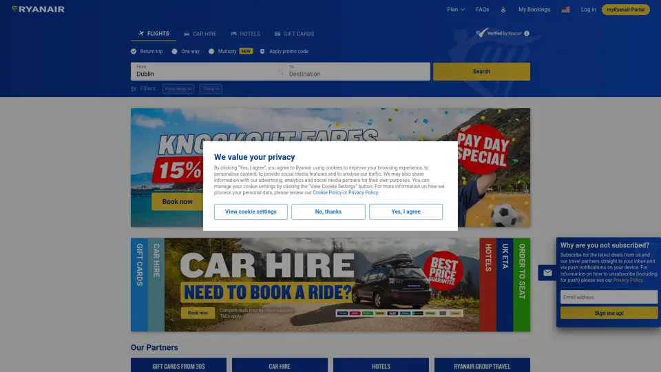 Ryanair homepage, 30 Jun 2026