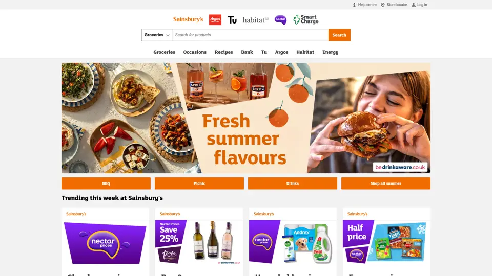 Sainsbury's homepage, 1 Jul 2025