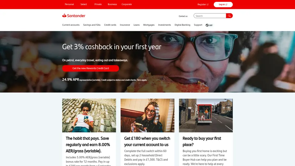 Santander homepage, 30 Jun 2026