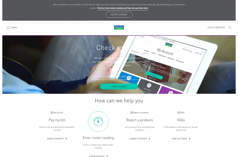 Severn Trent homepage, 2 Jul 2017