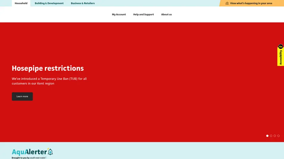South East Water homepage, 5 Jul 2026
