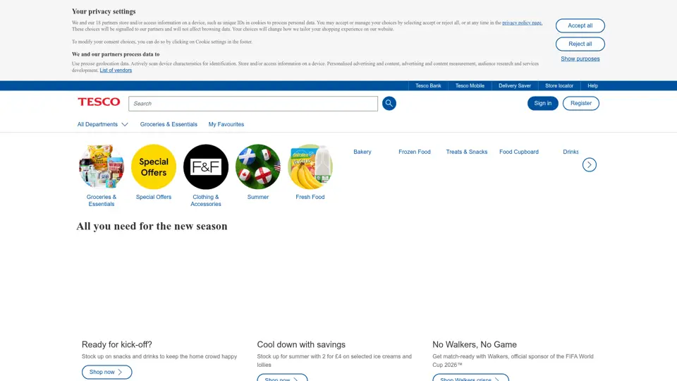 Tesco homepage, 30 Jun 2026
