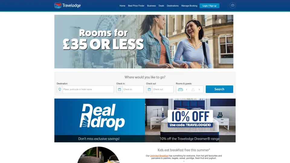 Travelodge homepage, 30 Jun 2026