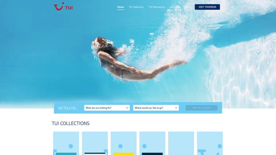 TUI homepage, 7 Jul 2017