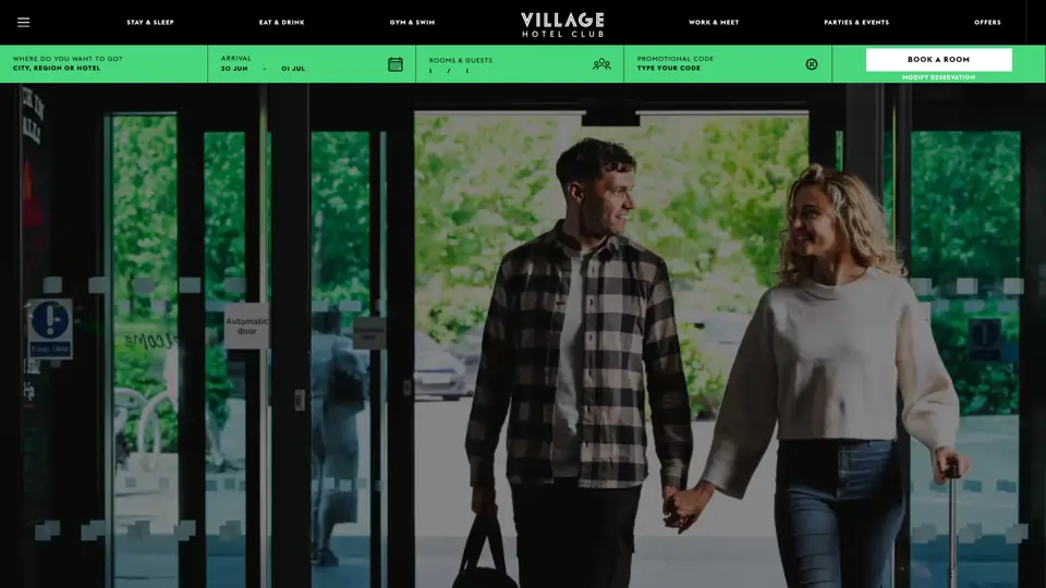 Village Hotels homepage, 30 Jun 2026