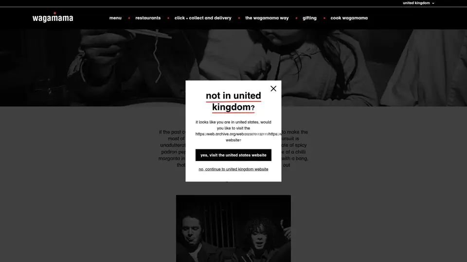 wagamama homepage, 1 Jul 2023